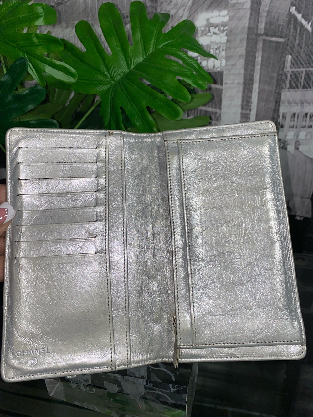 Authentic CHANEL 2.55 Quilted Matelasse Logo Lambskin Long Bifold Flap Wallet - Picture 10 of 17